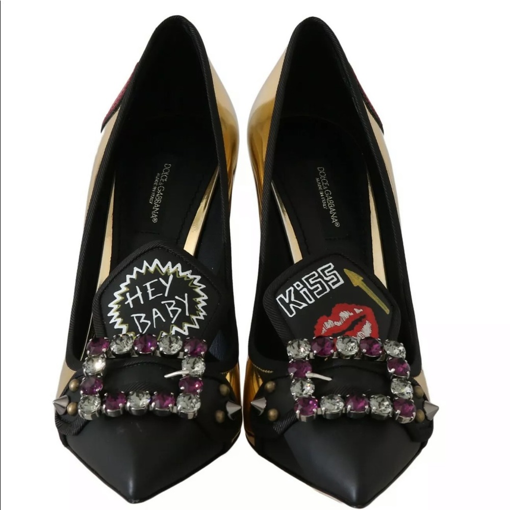 NIB Dolce & Gabbana crystal buckle appliqué heels - Picture 6 of 8